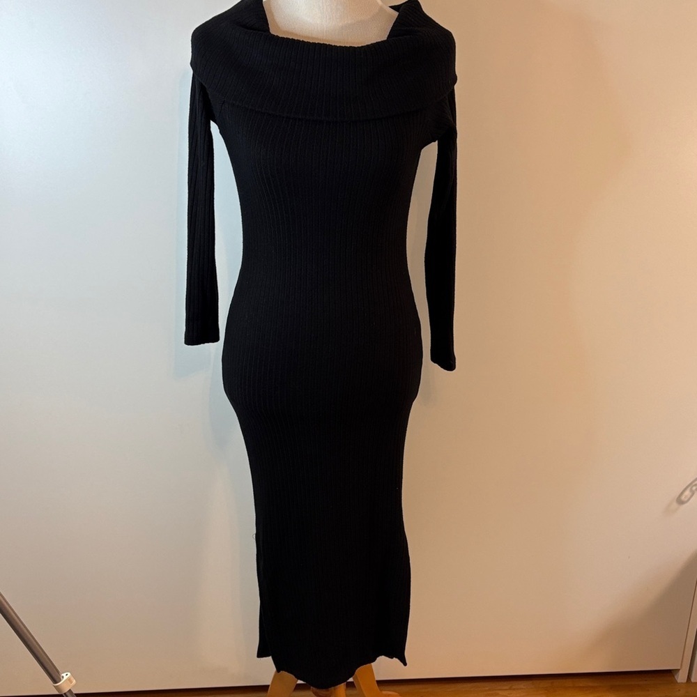 Noli Black Cowl Neck Long Sleeve Knit Dress | S - Picture 1 of 7